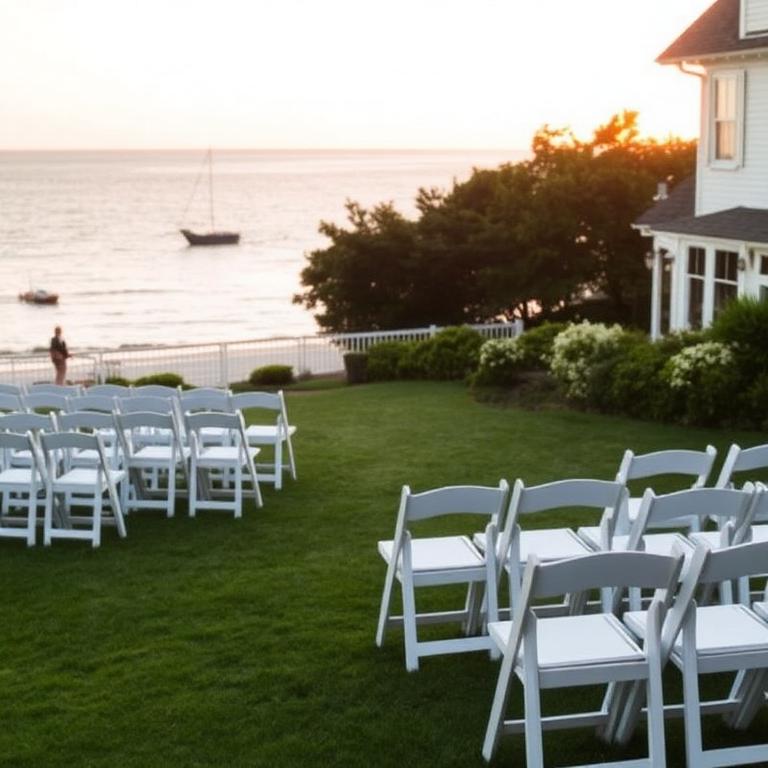 Wedding ceremony lawn at golden hour