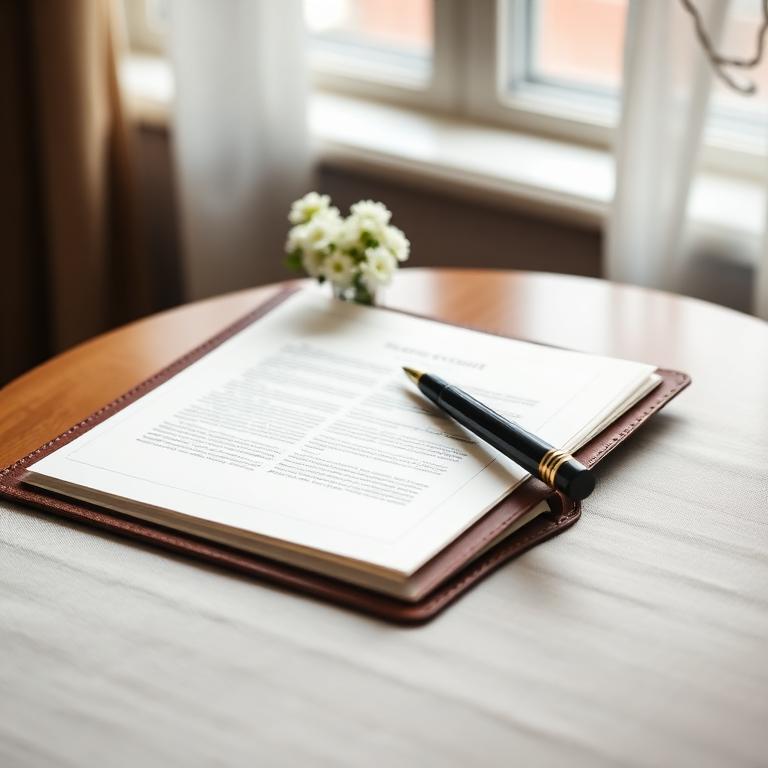 Signed wedding proposal on a table